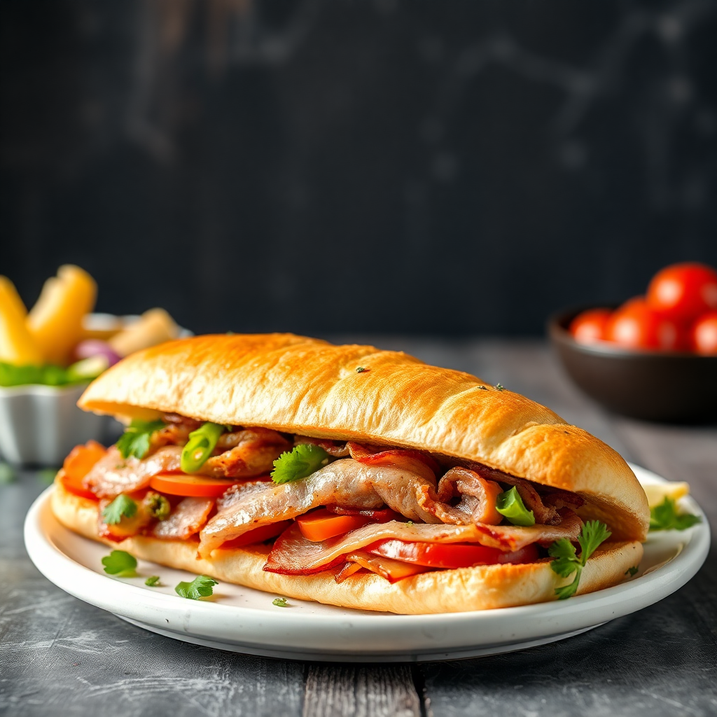 authentic Syrian shawarma sandwich with fresh vegetables